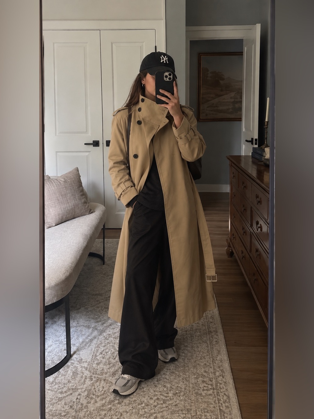 Avec Les Filles Belted Cotton Blend Trench Coat Tan High Collar Size S